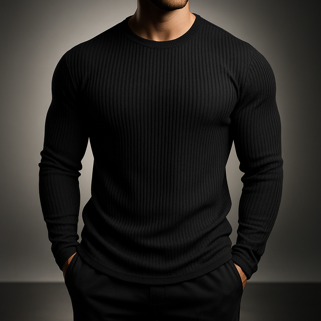 Herrenpullover aus Rippstrick mit elegantem, strukturiertem Schnitt