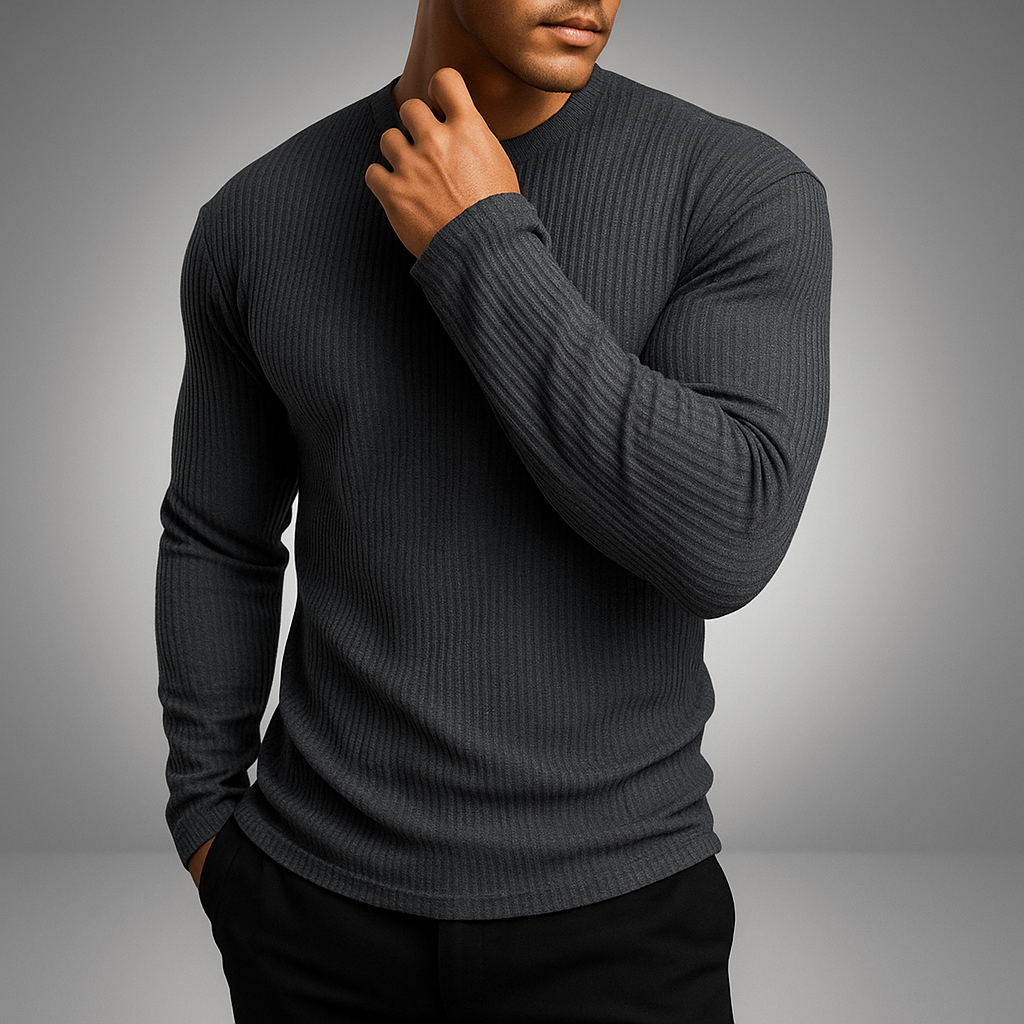 Herrenpullover aus Rippstrick mit elegantem, strukturiertem Schnitt
