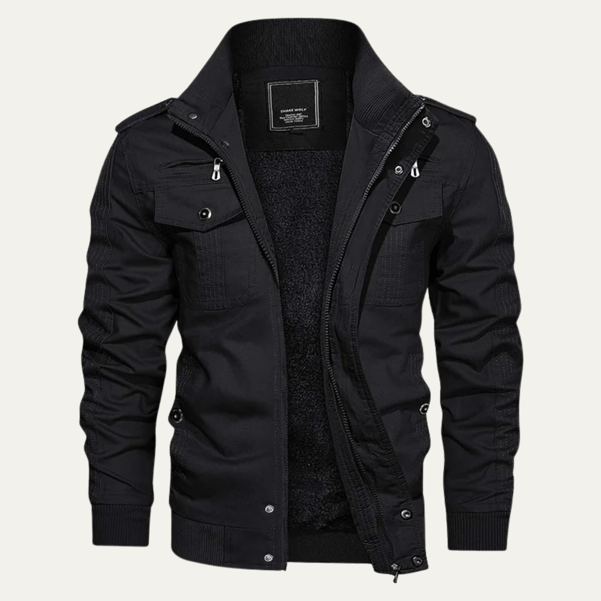 Herrenjacke im Military-Stil, Thermofutter mit Fleece