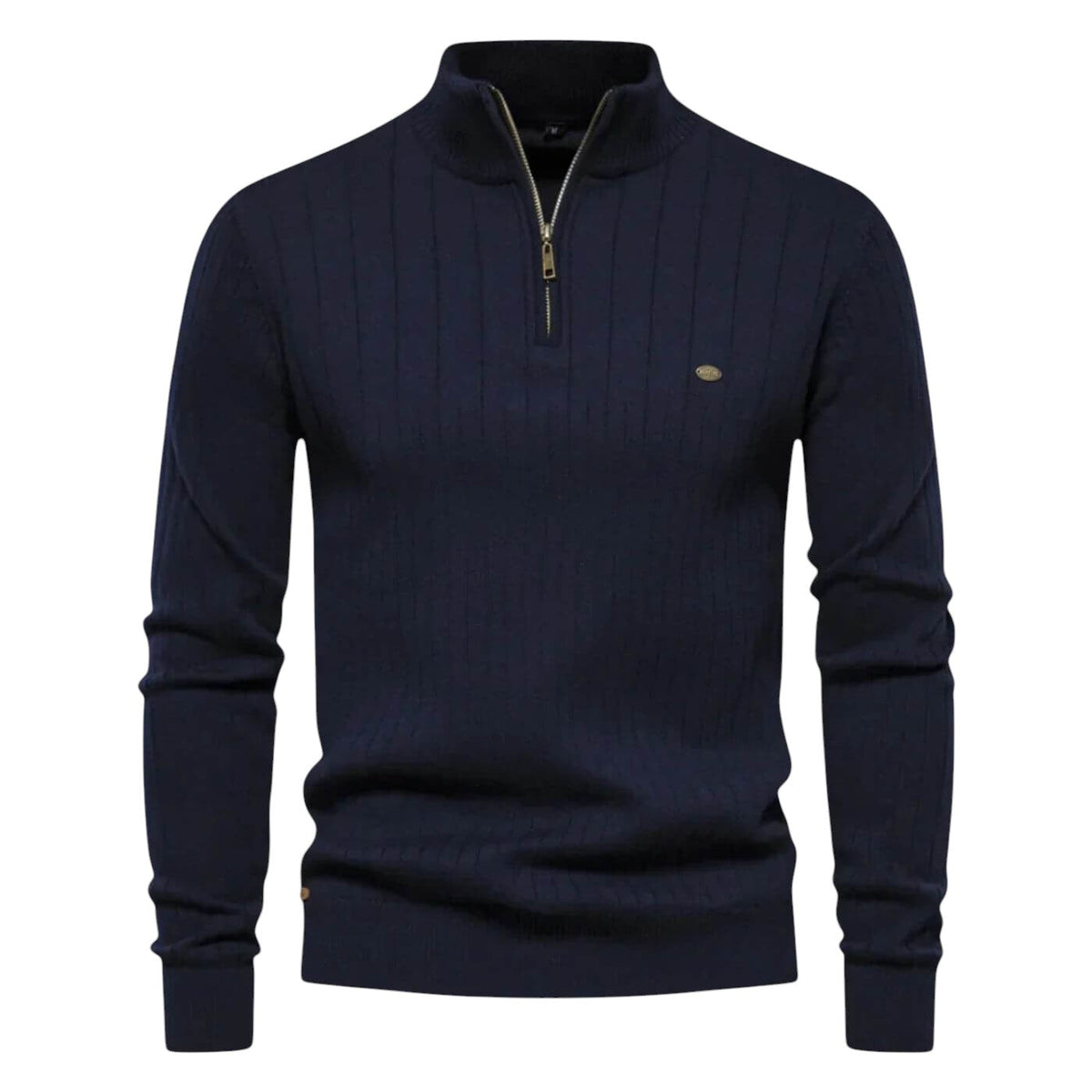 Pull homme col zippé coton léger décontracté