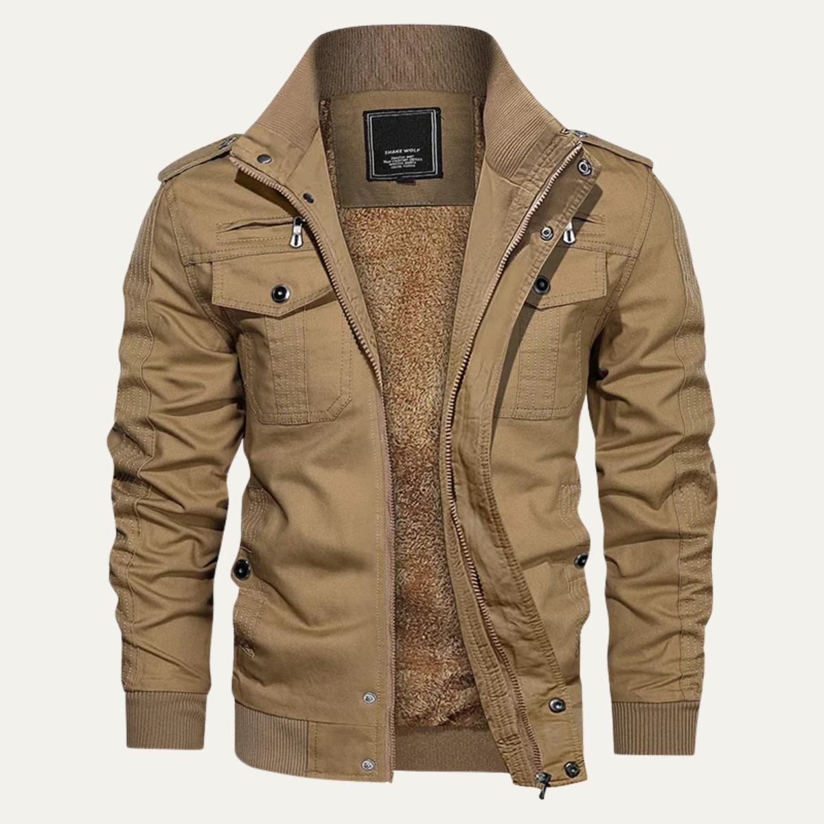 Herrenjacke im Military-Stil, Thermofutter mit Fleece