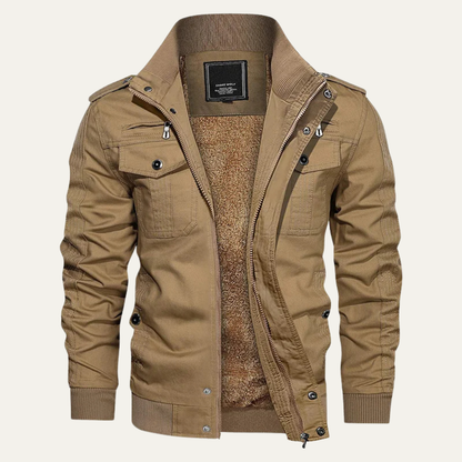 Herrenjacke im Military-Stil, Thermofutter mit Fleece