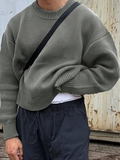 Herrenpullover aus Rippstrick, lässiger Schnitt, Winter