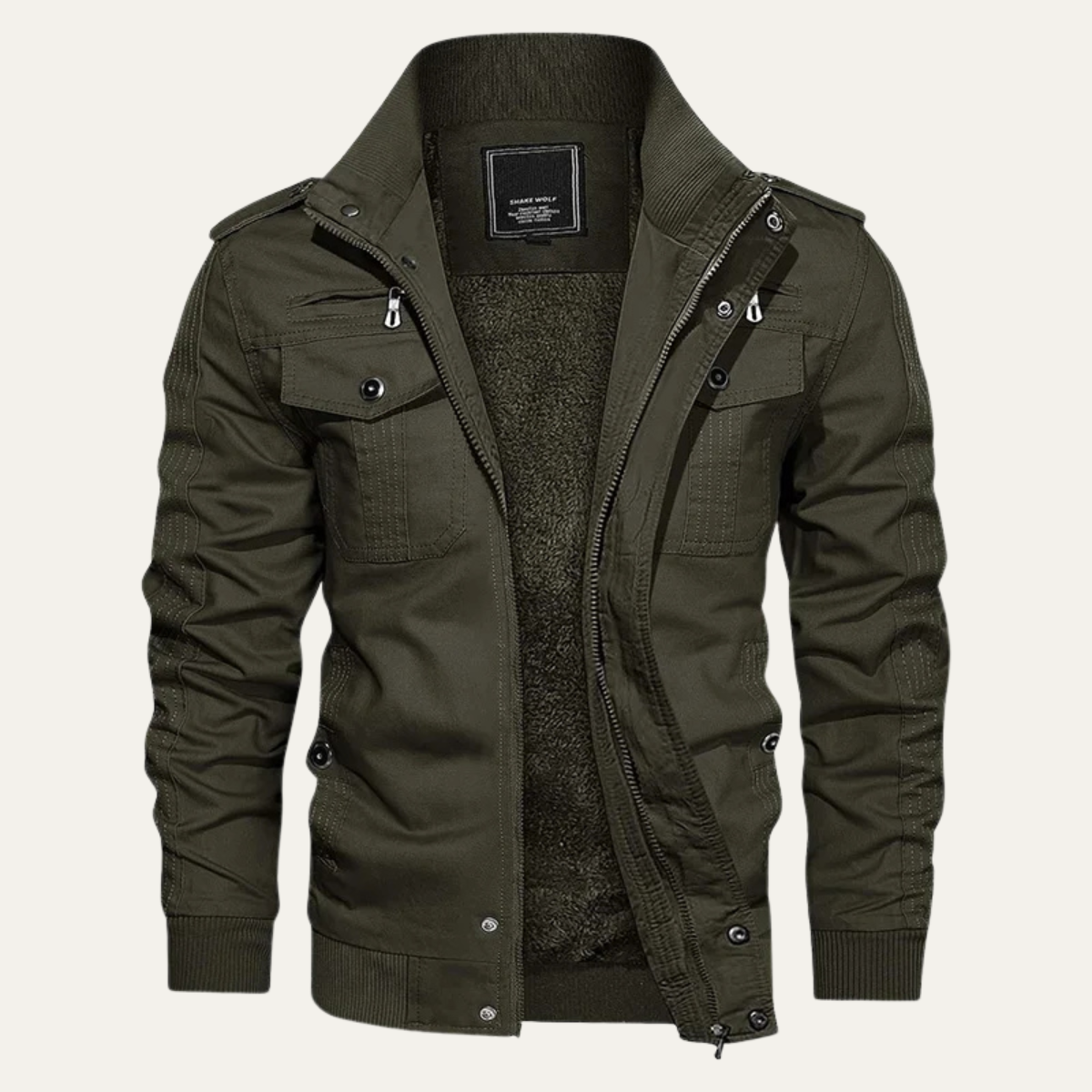 Herrenjacke im Military-Stil, Thermofutter mit Fleece