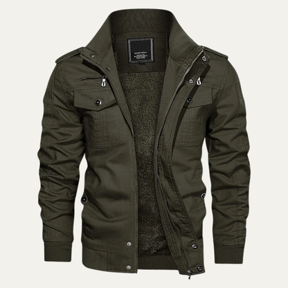 Herrenjacke im Military-Stil, Thermofutter mit Fleece
