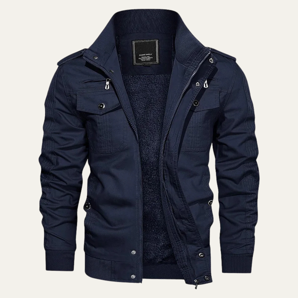 Herrenjacke im Military-Stil, Thermofutter mit Fleece