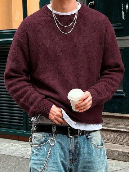 Herrenpullover aus Rippstrick, lässiger Schnitt, Winter