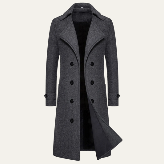 Manteau homme laine long double boutonnage élégant