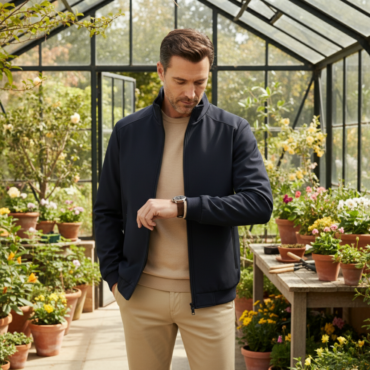 Elegante, warme Herrenjacke mit Fleecefutter für den Winter