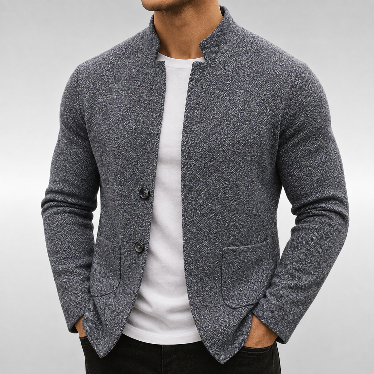 Lässiger, eleganter Herren-Cardigan mit Strukturstrick