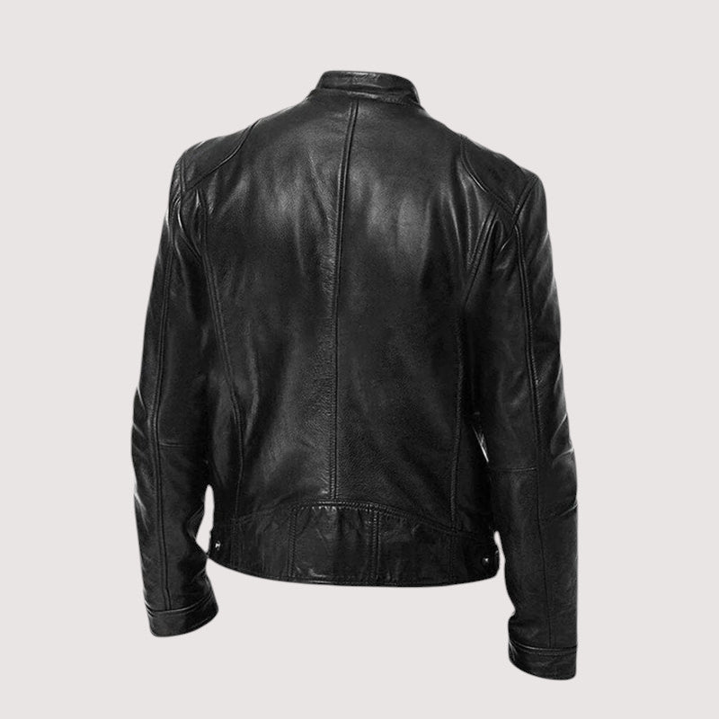 Blouson cuir homme zippé coupe ajustée intemporelle