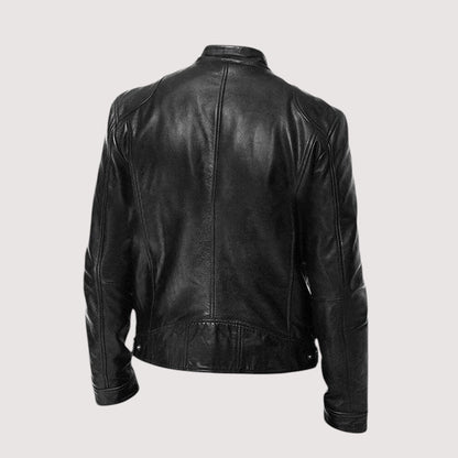 Blouson cuir homme zippé coupe ajustée intemporelle