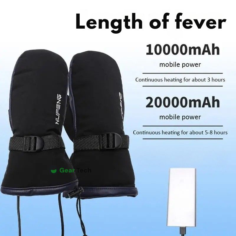 Gants chauffants USB double face pour ski et randonnée