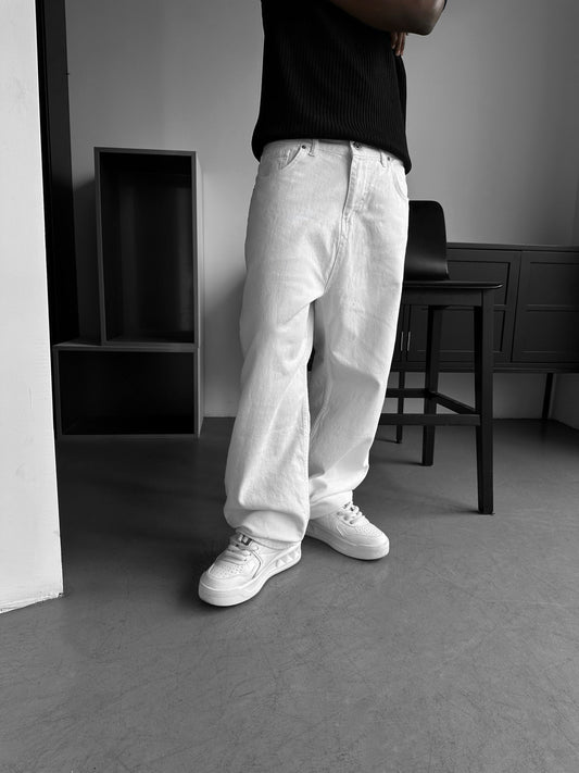 Baggy-Jeans für Herren aus weißem Stretch-Baumwollstoff