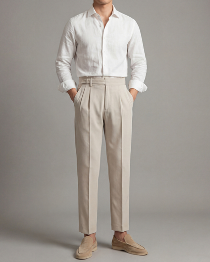 Pantalon homme élégant à plis taille haute