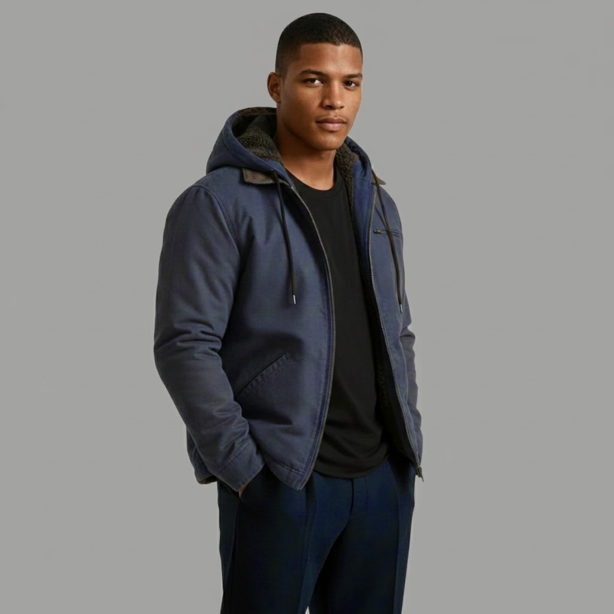 Veste homme capuche doublure polaire chaude hiver