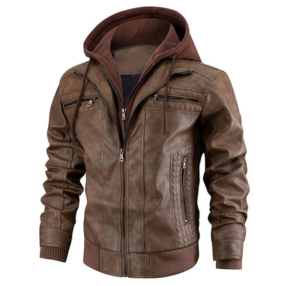 Manteau cuir hiver homme capuche coupe moderne