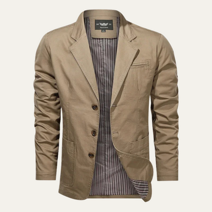 Blazer décontracté homme effet coton coupe ajustée