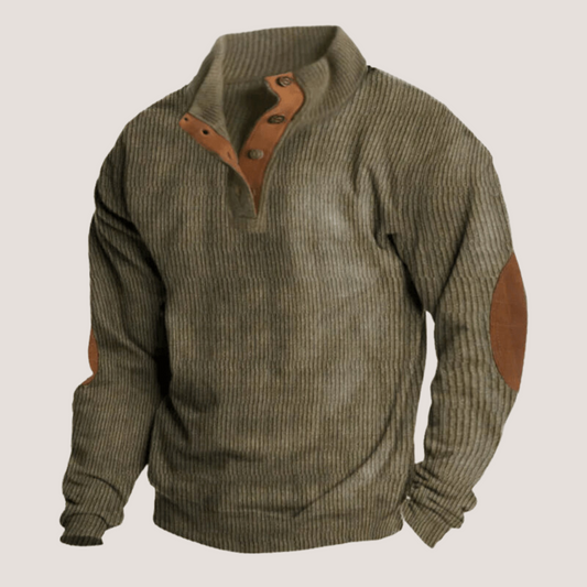 Sweat homme velours côtelé col montant vintage