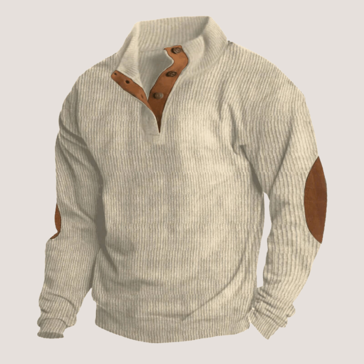Sweat homme velours côtelé col montant vintage