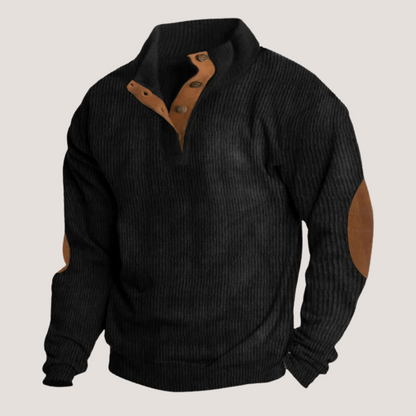 Sweat homme velours côtelé col montant vintage