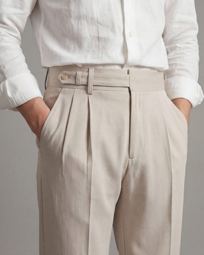 Pantalon homme élégant à plis taille haute