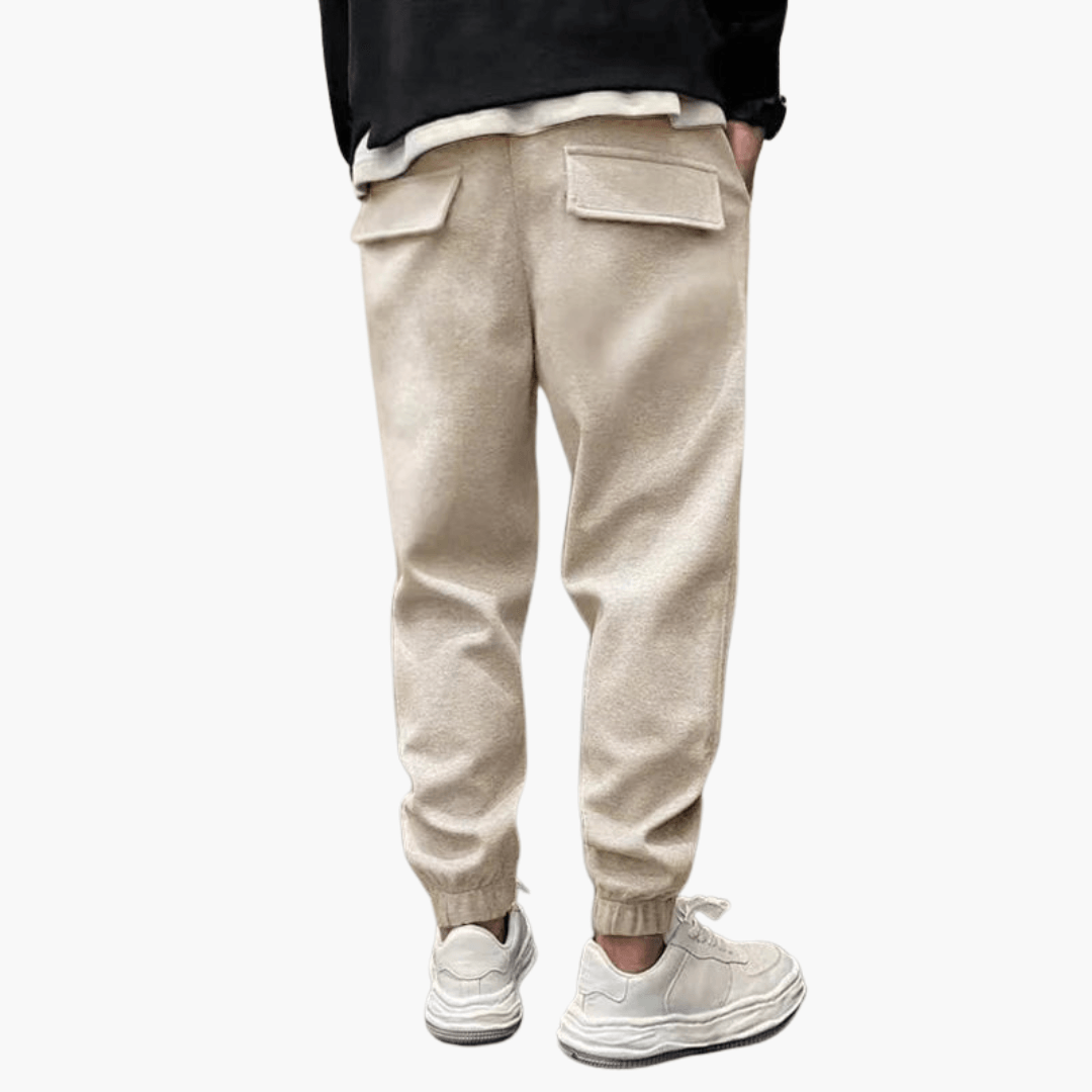 Pantalon cargo homme coupe décontractée coton multipoches