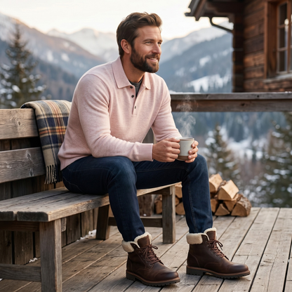 Polo homme en laine mérinos tricoté élégant décontracté