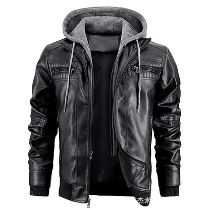 Manteau cuir hiver homme capuche coupe moderne