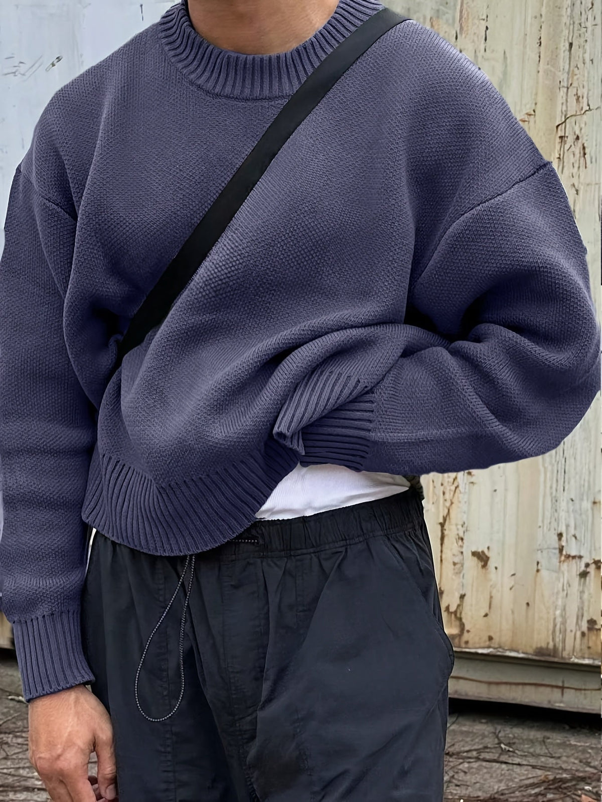 Herrenpullover aus Rippstrick, lässiger Schnitt, Winter
