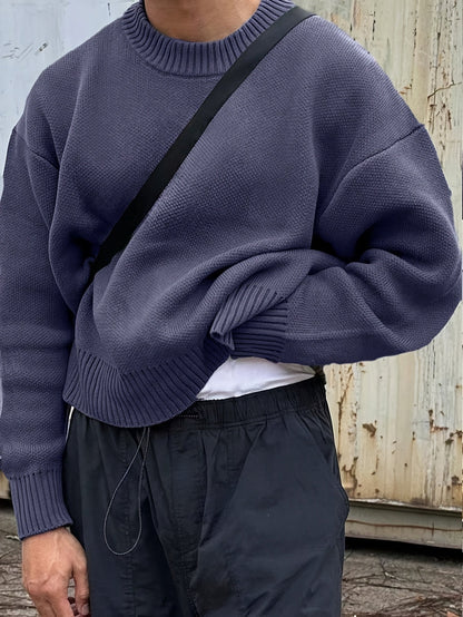 Herrenpullover aus Rippstrick, lässiger Schnitt, Winter