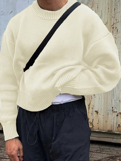Herrenpullover aus Rippstrick, lässiger Schnitt, Winter