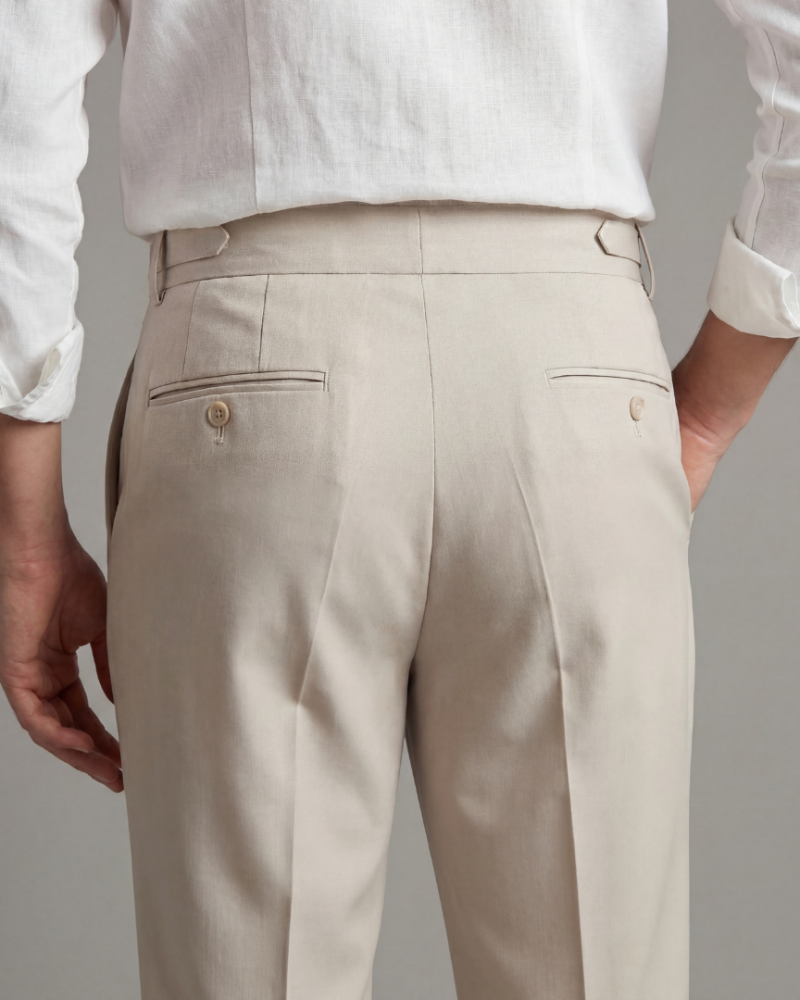 Pantalon homme élégant à plis taille haute