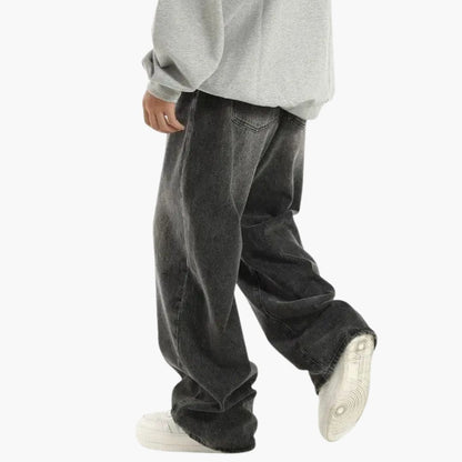 Urban-Jeans für Herren mit weiter Passform aus verwaschenem schwarzem Denim