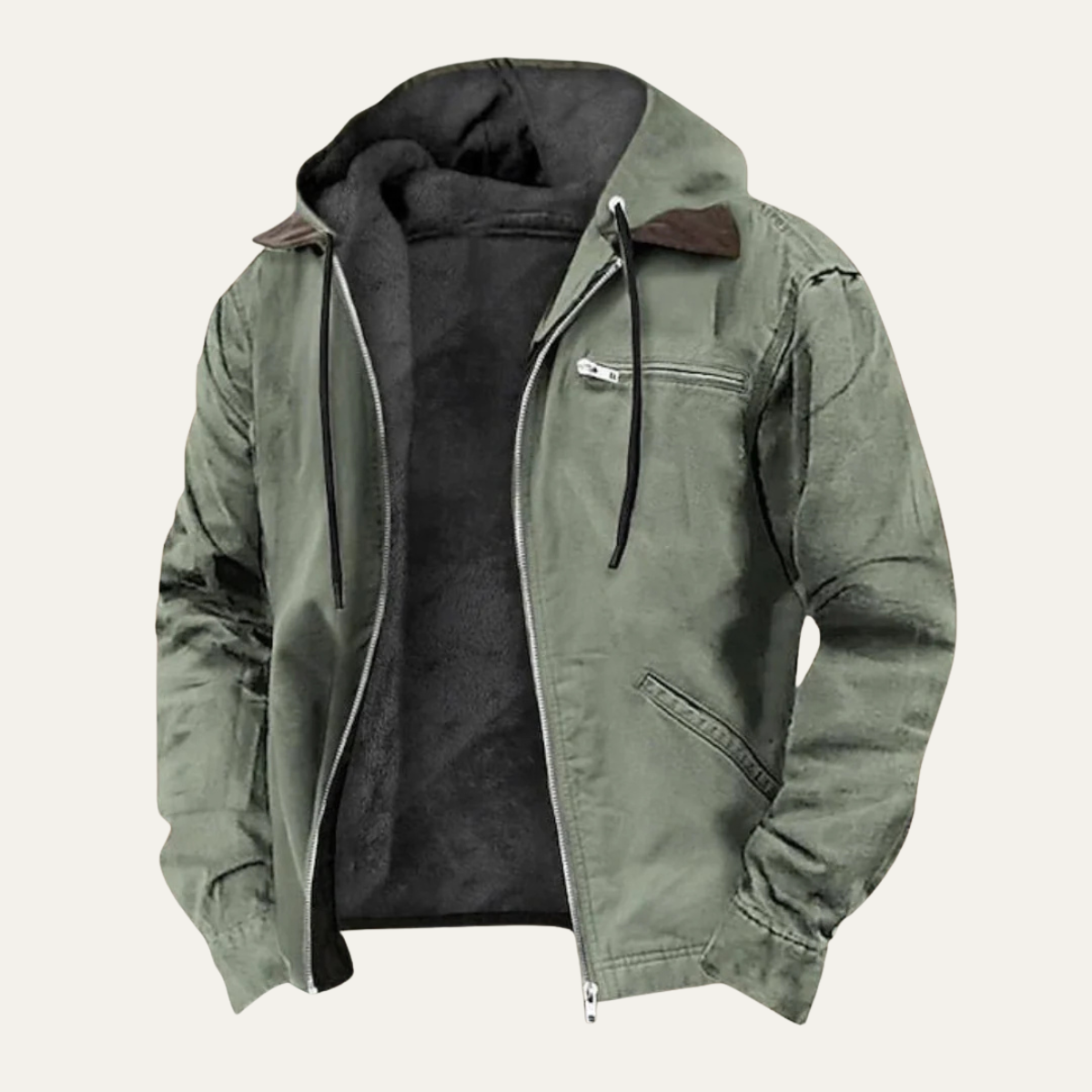 Veste homme capuche doublure polaire chaude hiver