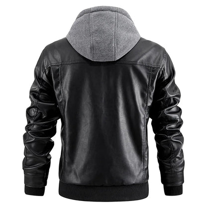 Manteau cuir hiver homme capuche coupe moderne