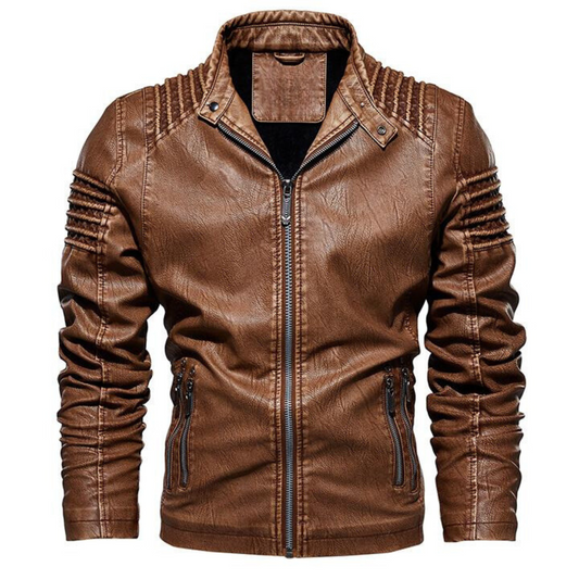 Veste en cuir homme marron coupe élégante intemporelle
