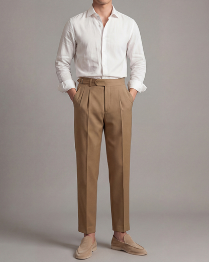 Pantalon homme élégant à plis taille haute