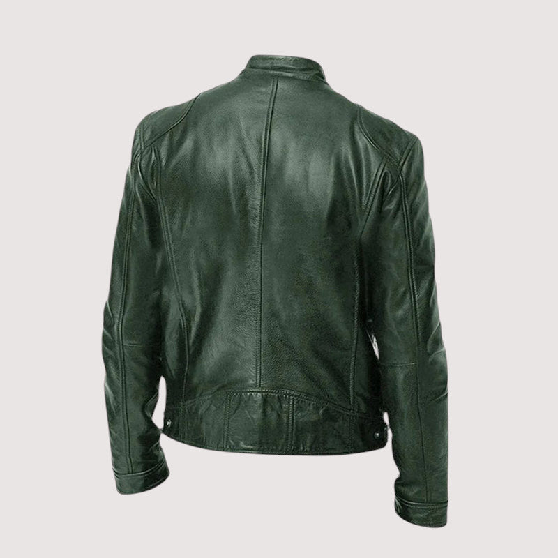Blouson cuir homme zippé coupe ajustée intemporelle