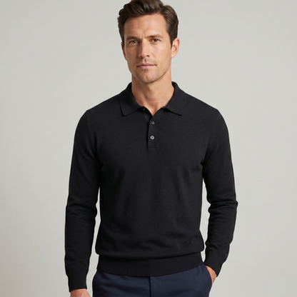 Polo homme en laine mérinos tricoté élégant décontracté