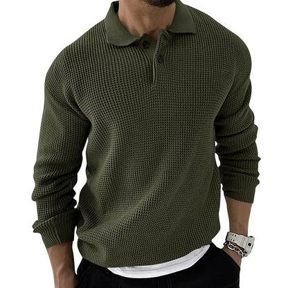 Herrenpullover mit Reverskragen, tailliert geschnitten, gestrickt