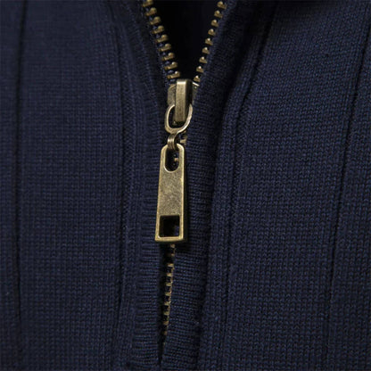 Pull homme col zippé coton léger décontracté