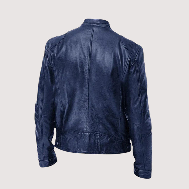Blouson cuir homme zippé coupe ajustée intemporelle
