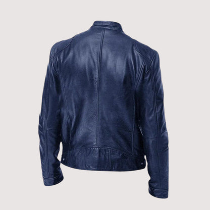 Blouson cuir homme zippé coupe ajustée intemporelle