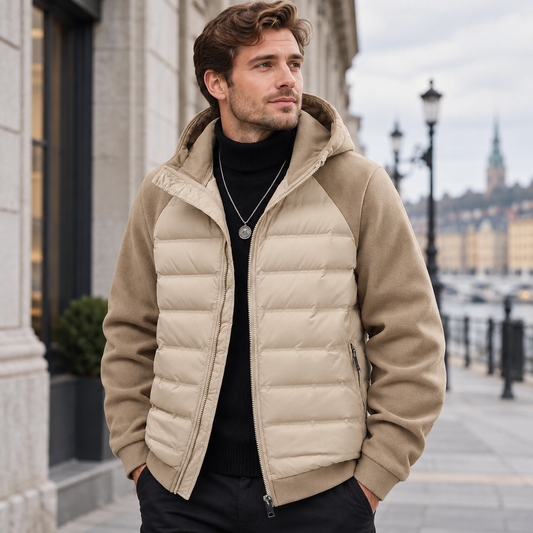 Veste homme matelassée à capuche chaude et coupe-vent