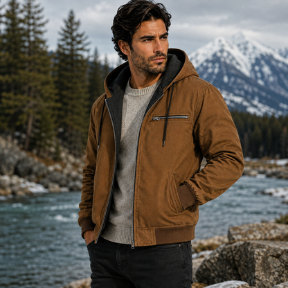 Veste homme capuche doublure polaire chaude hiver
