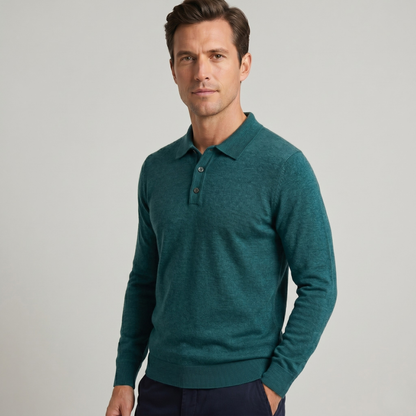 Polo homme en laine mérinos tricoté élégant décontracté
