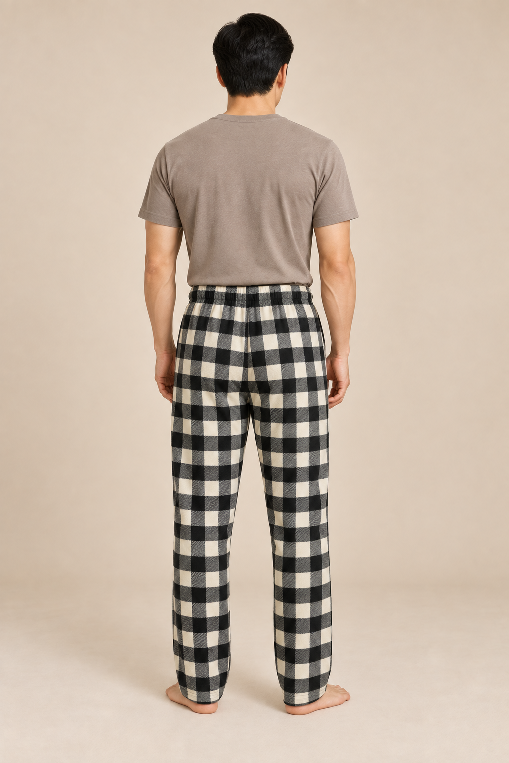 Bas de pyjama homme polaire à carreaux avec cordon