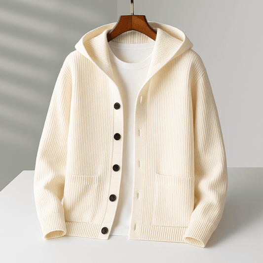 Cardigan homme à capuche mélange laine confortable