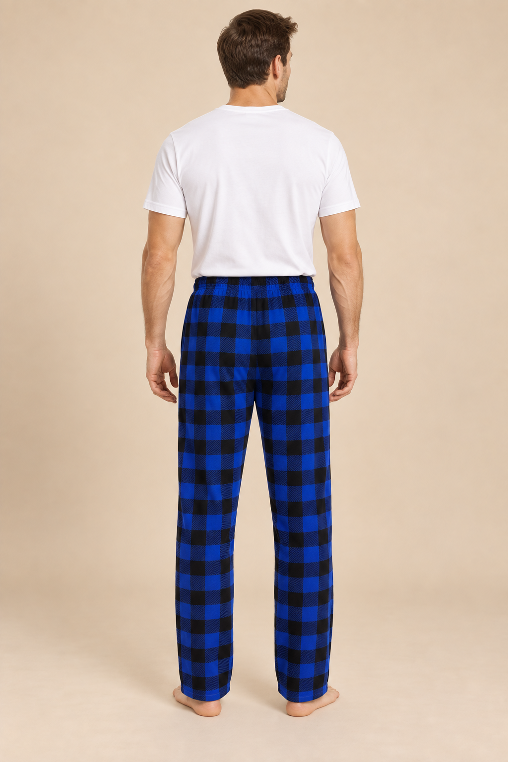 Bas de pyjama homme polaire à carreaux avec cordon